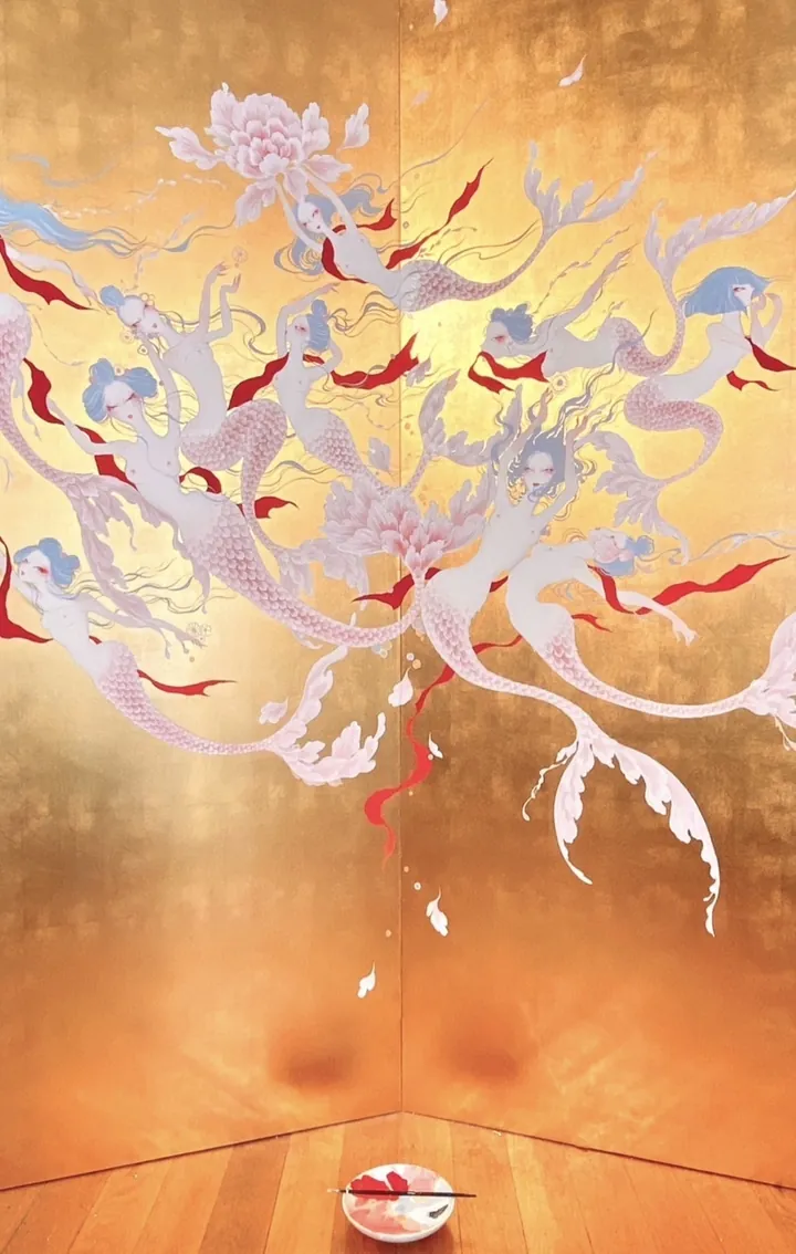 溫泉人魚屏風繪圖 — SAORI KANDA, 2022